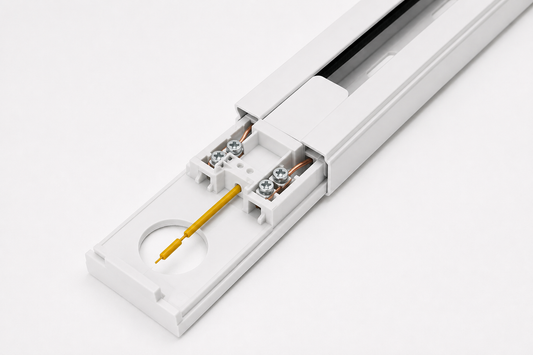 Binario Elettrificato Monofase 1 Metro Bianco in Alluminio per Faretti e proiettori