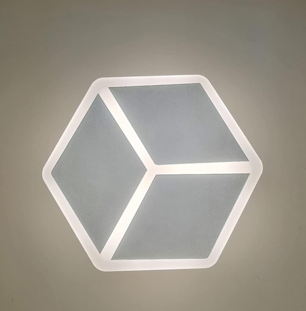 Applique LED da Parete Interna 12W Design Cubo 3D – Luce Calda, Naturale o Fredda – 960 Lumen – Alluminio Bianco 21x23,5 cm