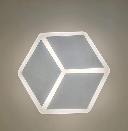 Applique LED da Parete Interna 12W Design Cubo 3D – Luce Calda, Naturale o Fredda – 960 Lumen – Alluminio Bianco 21x23,5 cm
