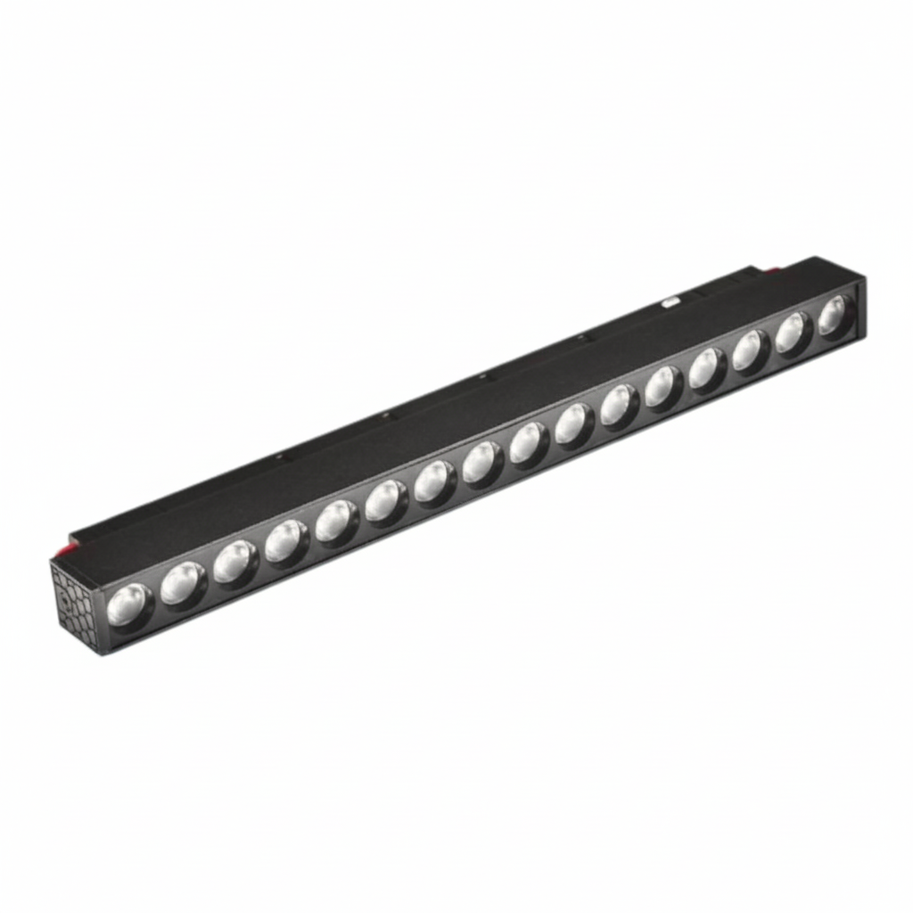 Lampada Griglia LED Magnetica per Binario 48V – 18W 1620 Lumen Luce Calda 3000K o Luce naturale 4000K – Faretto Lineare in Alluminio Nero 30cm – Illuminazione Interni Moderna IP20