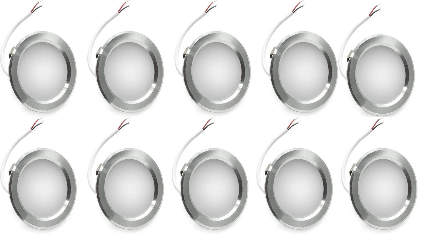 Kit 10 Faretti grigi LED Rotondo Ultra Slim 3W da Incasso 240lm Luce fredda 6500K Alluminio, Argento, Luce fredda-calda-naturale