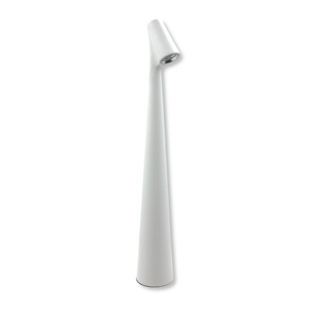 Lampada da Tavolo LED Touch Dimmerabile Ricaricabile 1W 100lm in Alluminio, Luce Calda 3000K, Design Moderno Bianco