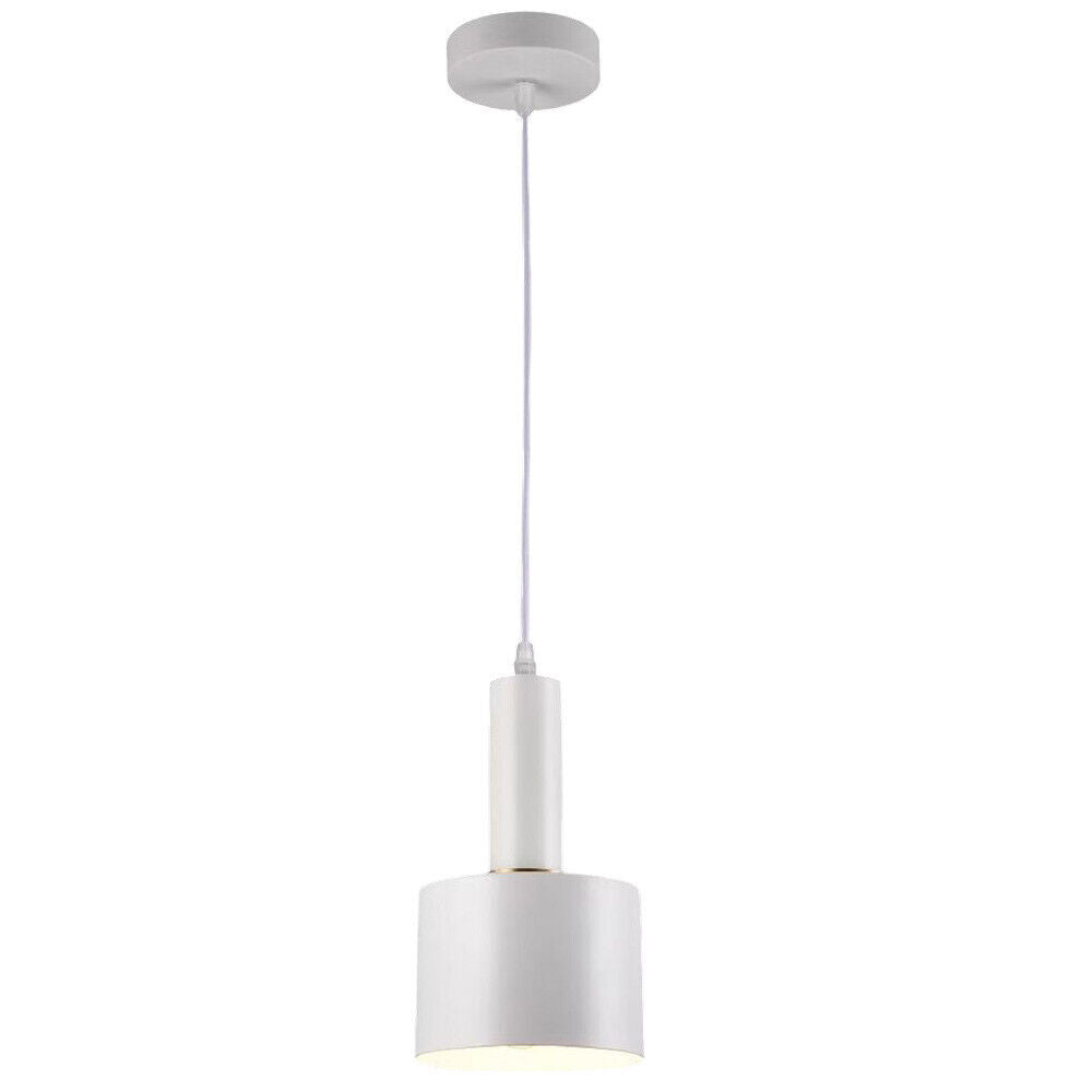 Lampadario Pendente, Design Minimal, Attacco E27, Altezza Regolabile, Ideale per Cucina, Sala da Pranzo, Bar e Camere da Letto, Nero e dorato, Bianco