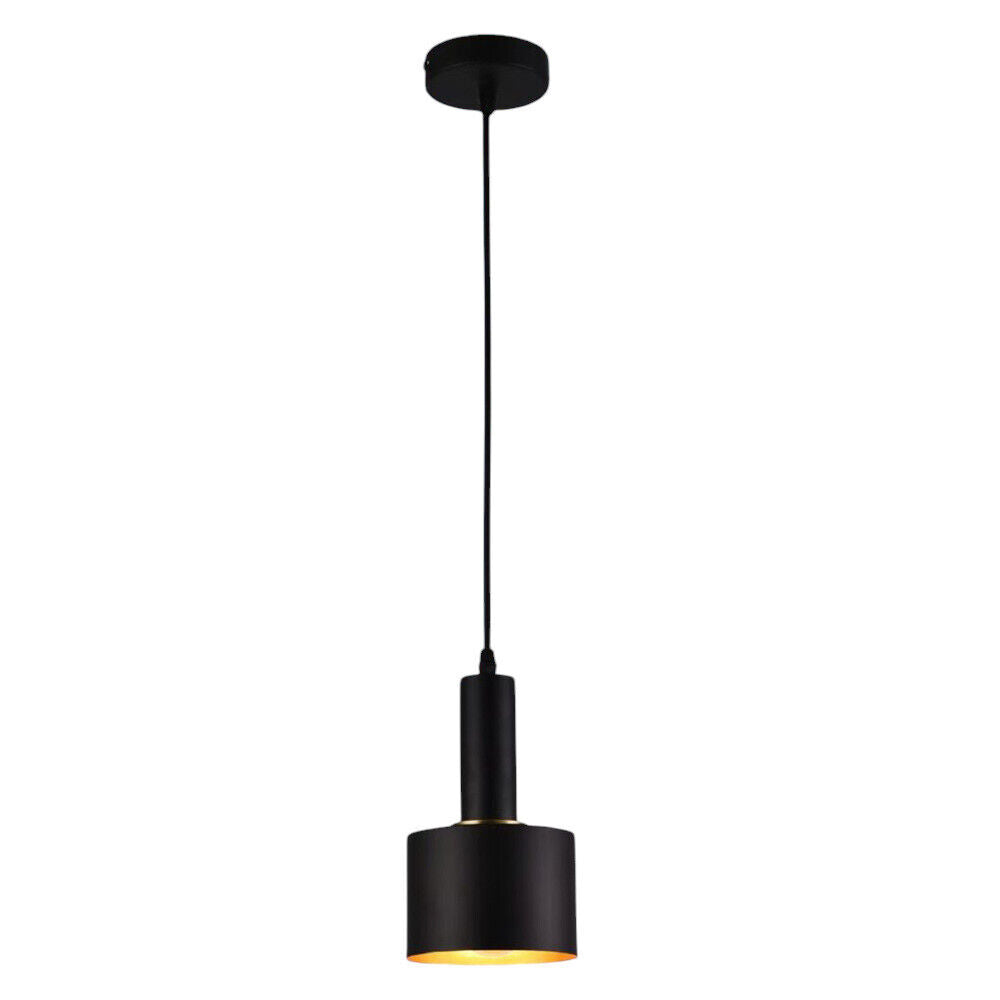 Lampadario Pendente, Design Minimal, Attacco E27, Altezza Regolabile, Ideale per Cucina, Sala da Pranzo, Bar e Camere da Letto, Nero e dorato, Bianco