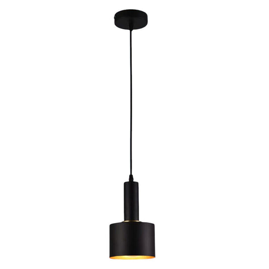 Lampadario Pendente, Design Minimal, Attacco E27, Altezza Regolabile, Ideale per Cucina, Sala da Pranzo, Bar e Camere da Letto, Nero e dorato, Bianco