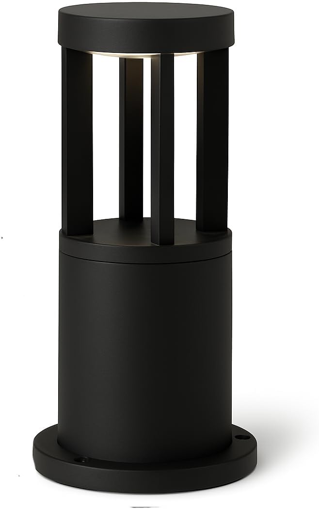 Lampione a led lampioncino lampada illuminazione da esterno palo da giardino nero moderno 12w ip65 30cm