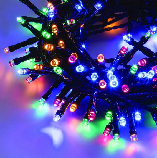 Catena Luminosa Luci per Albero di Natale da Interno ed Esterno, Ip44, 300 LED, Cavo verde, 15 metri, Luce Calda, Fredda, Multicolor, Rossa, Verde Blu