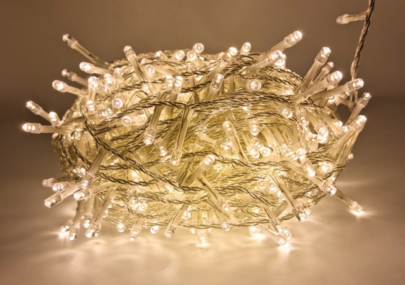 Catena Luminosa Natalizia LED 300 Led Luci di Natale – Per Interno ed Esterno 15 metri Cavo Trasaparente