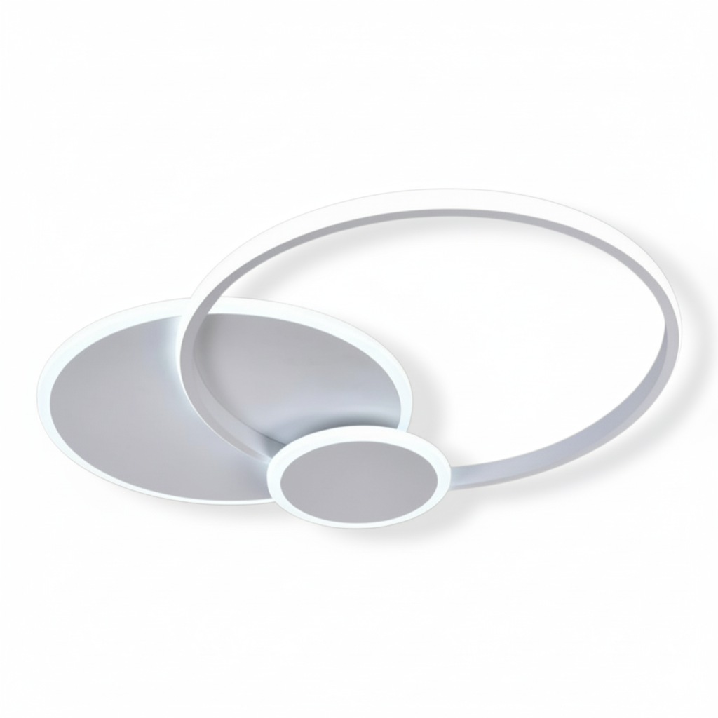 Plafoniera LED Moderna 37W 2960lm CCT Switch 3000K 4000K 6500K – Design a Doppio Cerchio Bianco per Soffitto Interni