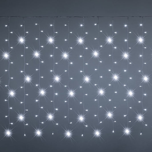 Tenda Luminosa Natalizia 2 x 1,5 metri Stalattiti a 210 LED Luci calde o Luci fredde + led intermittenti Bianco Freddo per Interno ed Esterno IP44