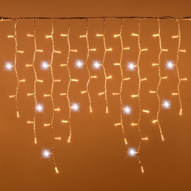 Tenda Luminosa Natalizia 6 metri Stalattiti a LED 256 Luci Bianco freddo o  Bianco Caldo + Flash Bianco Freddo per Interno ed Esterno IP44