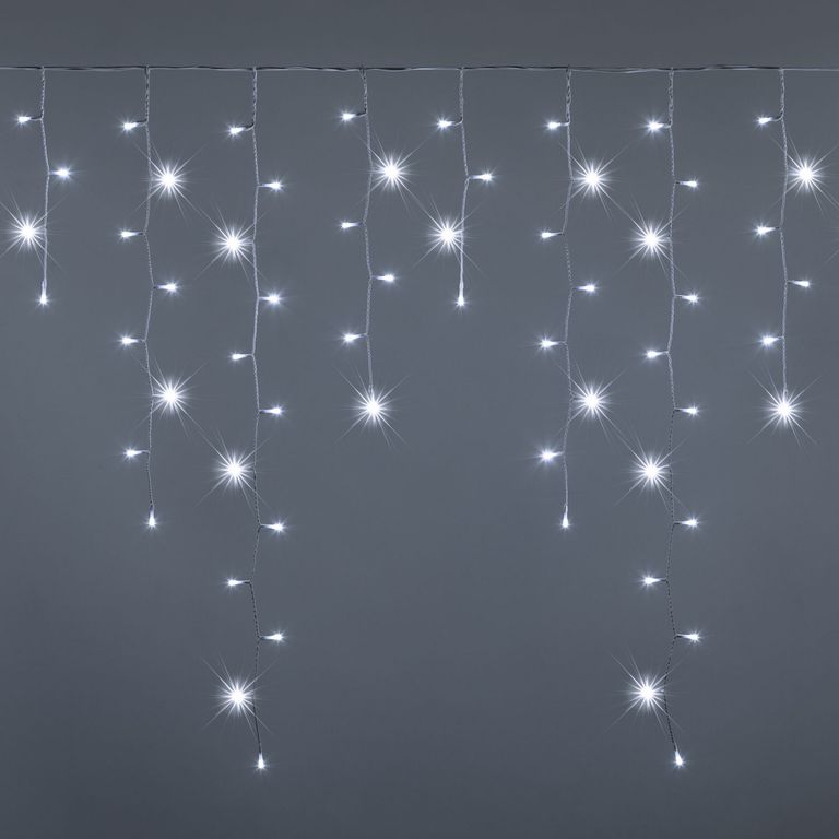 Tenda Luminosa Natalizia 6 metri Stalattiti a LED 256 Luci Bianco freddo o  Bianco Caldo + Flash Bianco Freddo per Interno ed Esterno IP44
