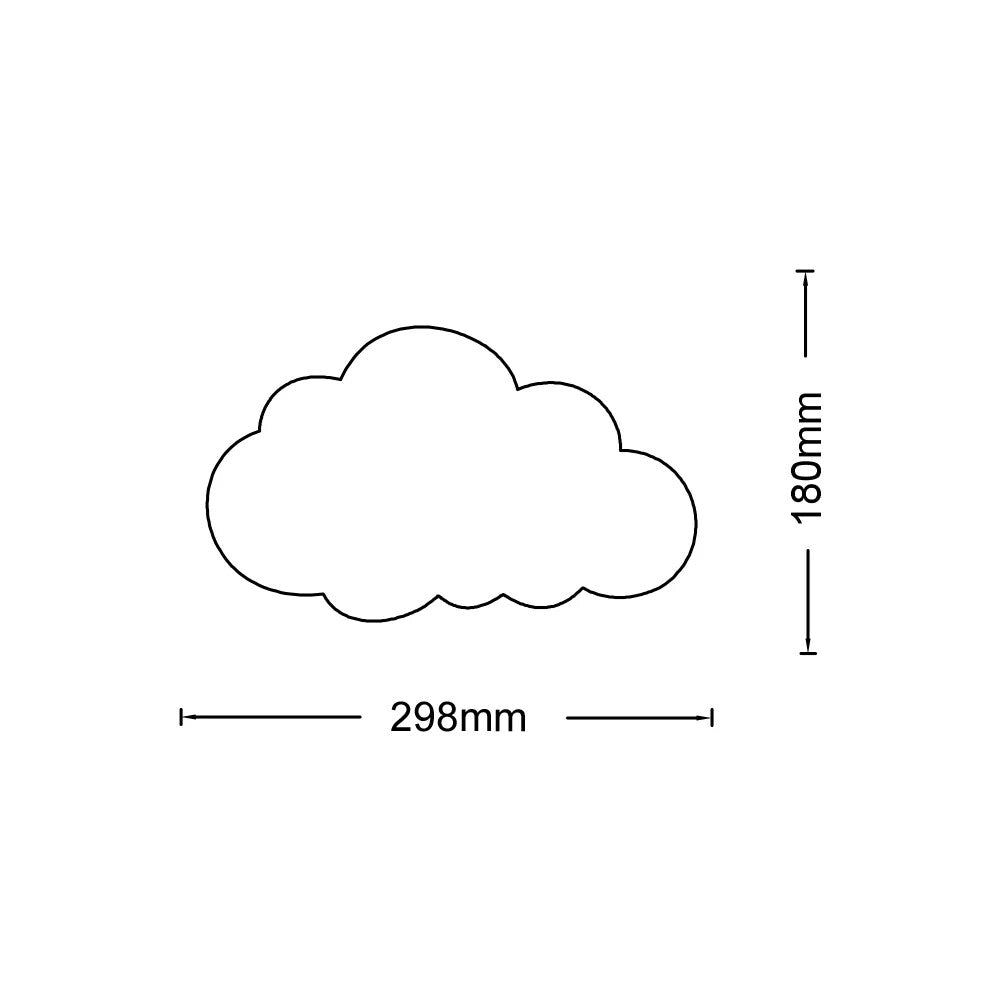 Applique LED a Forma di Nuvola per Cameretta Bambini, 9W 630 Lumen, Luce Selezionabile 3000K/4000K/6500K, Design Bianco in Metallo e Acrilico, IP20 – 298x180mm