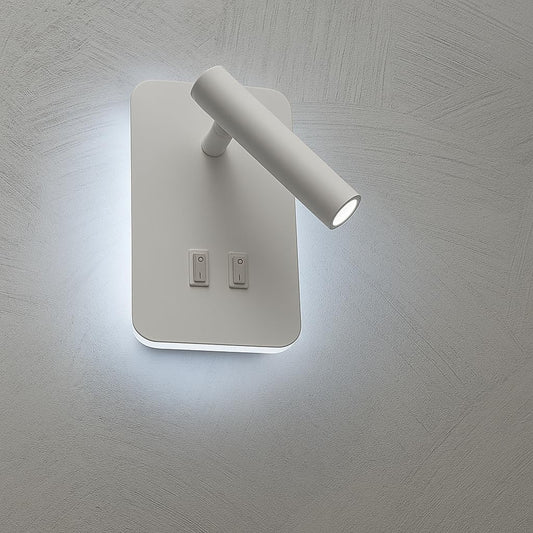 Applique LED da Parete Interno 6W Bianco con Doppio Interruttore e Luce Lettura Orientabile Bianco - Luce Naturale, Fredda, Calda