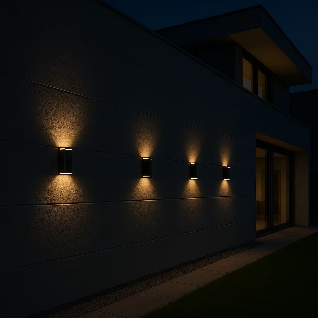 Applique con Pannello Solare LED da Esterno 2W CCT IP54 – Luce Calda/Naturale/Fredda Selezionabile – Doppia Emissione Up&Down – 20 Lumen – Ricarica Solare