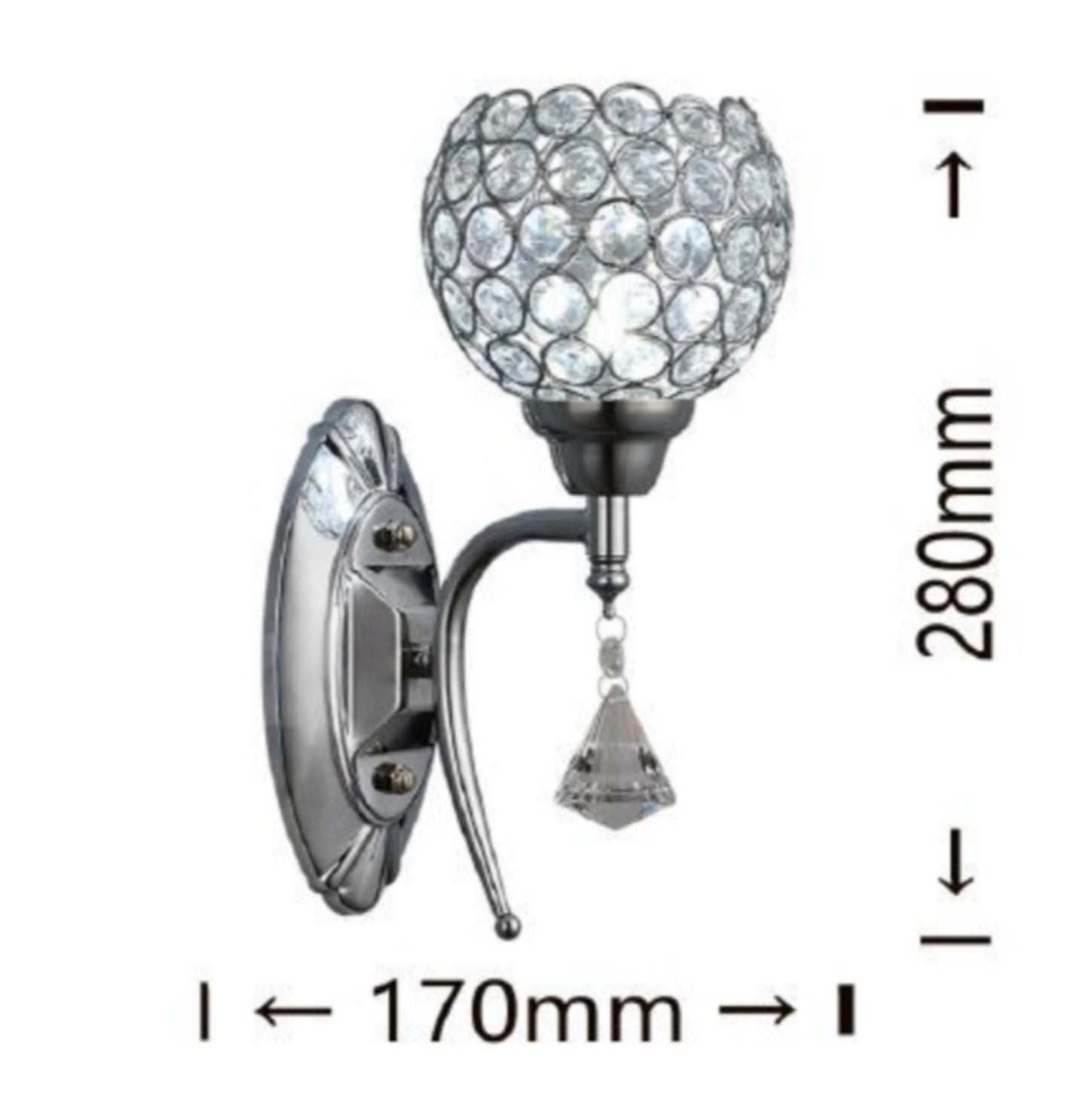 Applique da parete con cristalli acrilici | Design moderno finitura oro o argento | Attacco G9 | 170x280 mm | IP20
