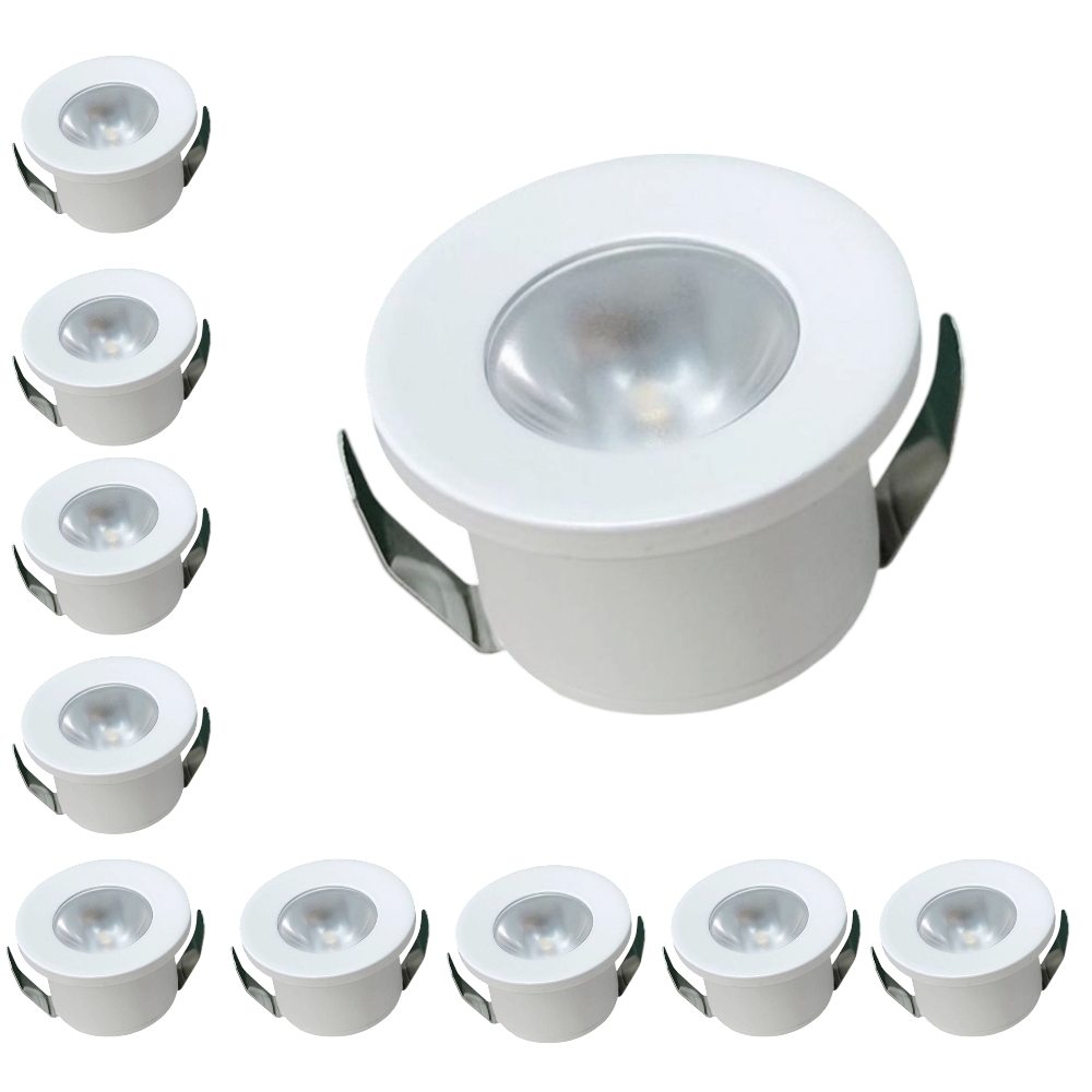 Set 10 Faretto a led cob da incasso in alluminio bianco punto luce 1w 220v per controsoffittature scale cielo stellato - Luce Naturale, Fredda, Calda