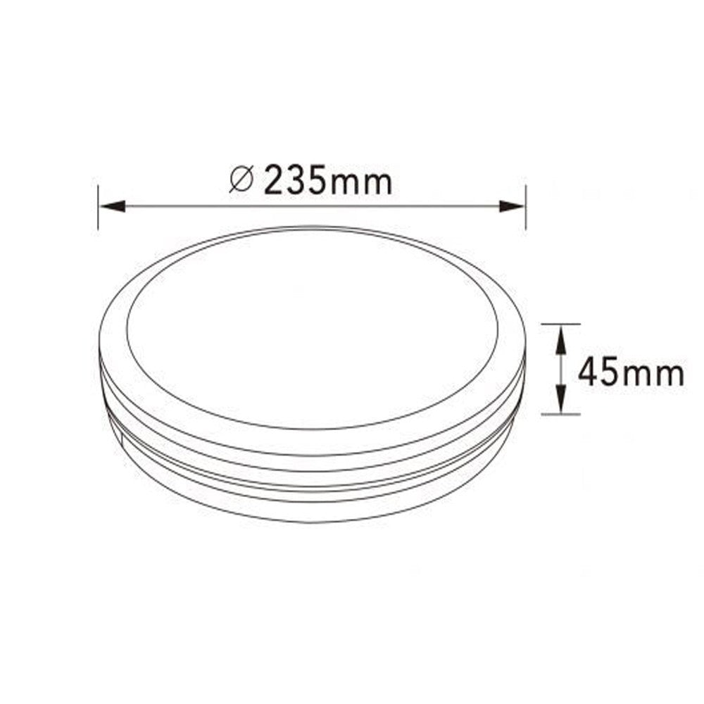 Plafoniera Bianca o Nera a LED per interno ed esterno da Soffitto e Parete 29W 3940 Lumen IP65 CCT Switch Luce Calda Naturale Fredda Ø235mm 220V