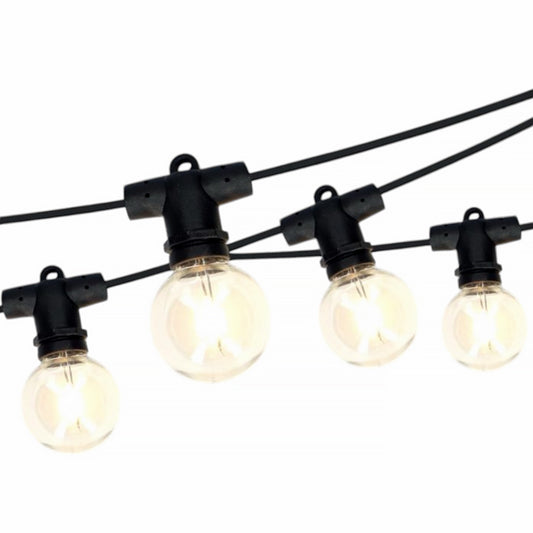 Catenaria di Luci da Esterno 10m, IP65, Luce calda, Attacco E12, 10 Portalampade con lampadine Prolungabile