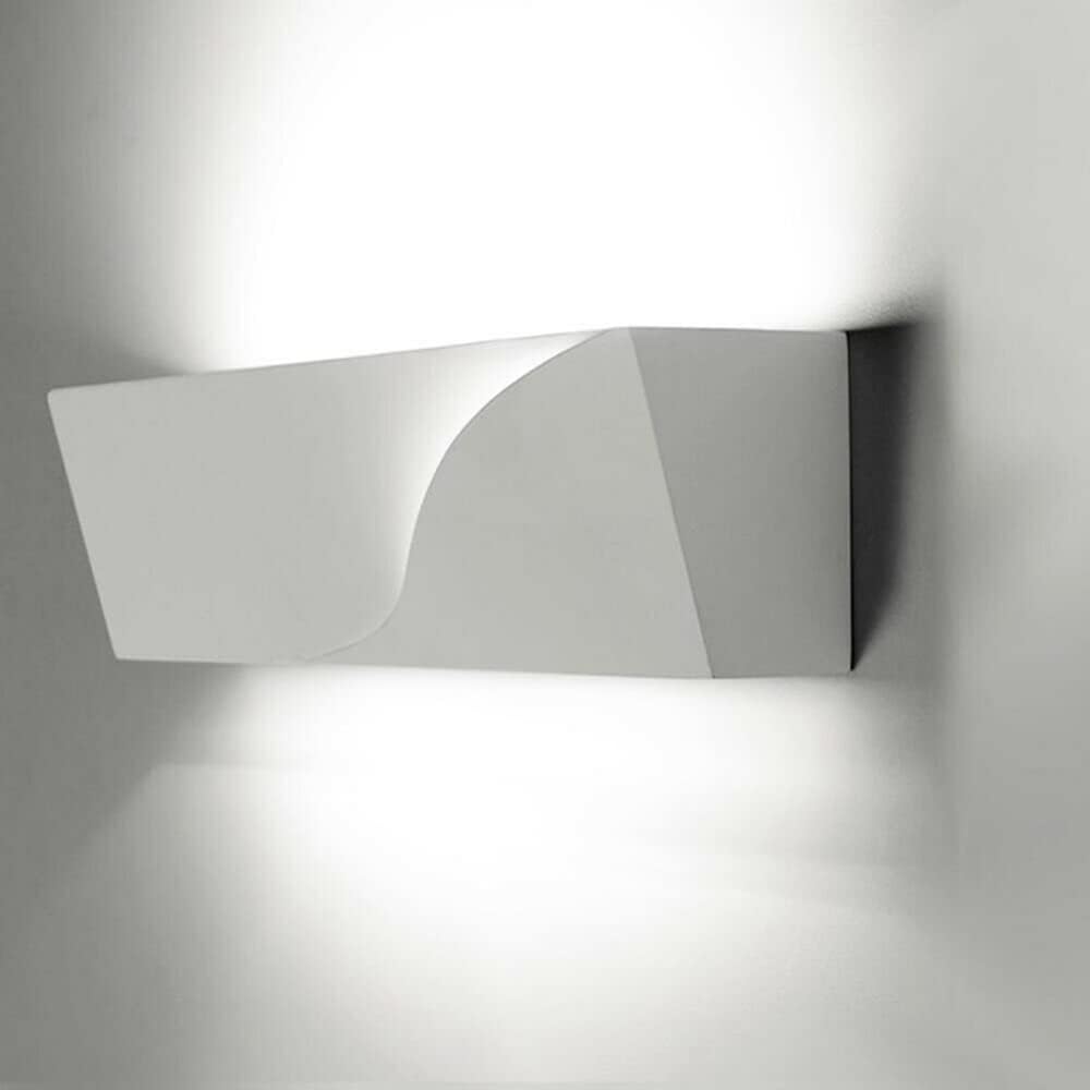 Applique LED da Parete in Gesso Verniciabile Bianco – Design Moderno Up&Down, Attacco G9, 22x7,5 cm, Interni