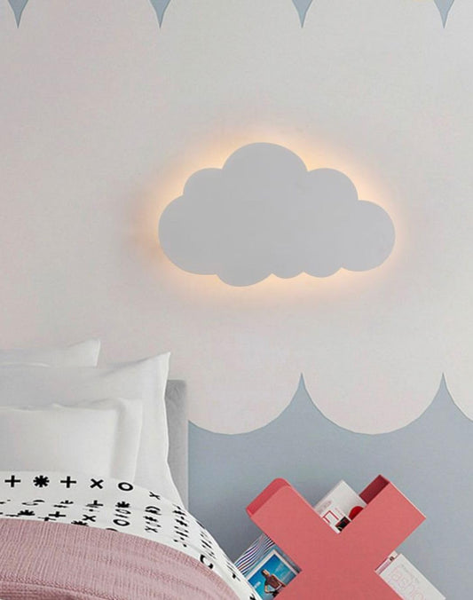 Applique LED a Forma di Nuvola per Cameretta Bambini, 9W 630 Lumen, Luce Selezionabile 3000K/4000K/6500K, Design Bianco in Metallo e Acrilico, IP20 – 298x180mm