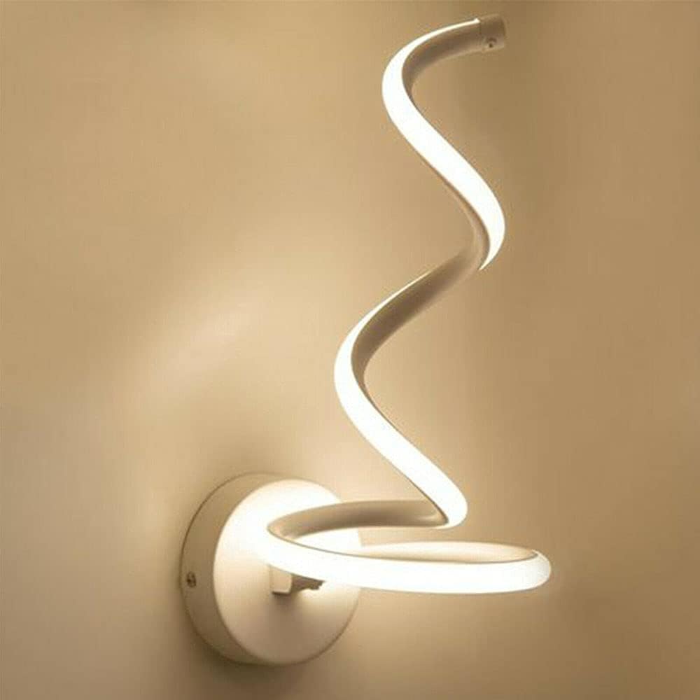 Applique LED da Parete Moderna 12W Bianco a Spirale – Luce Calda Naturale Fredda CCT – 960 Lumen – Design Curvo in Alluminio – Per Interni IP20