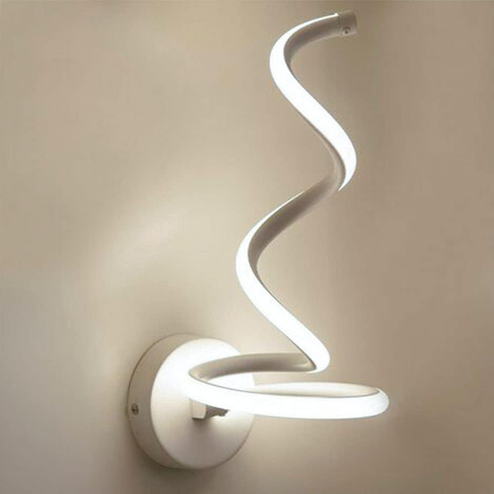 Applique LED da Parete Moderna 12W Bianco a Spirale – Luce Calda Naturale Fredda CCT – 960 Lumen – Design Curvo in Alluminio – Per Interni IP20