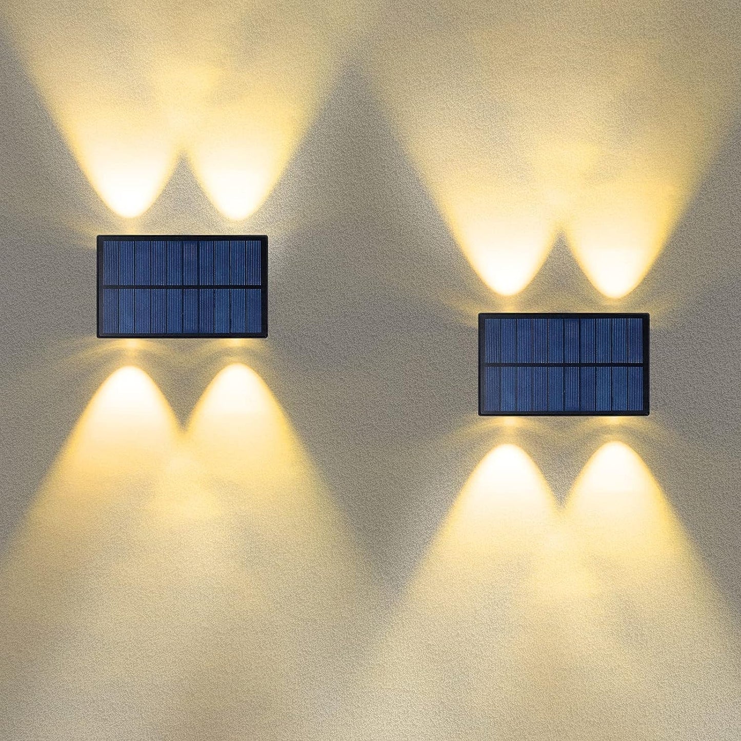 Applique LED Solare da Esterno 4W Biemissione Up&Down IP65 – Lampada da Parete a Luce Calda 3000K con Pannello Solare Integrato e Sensore Crepuscolare