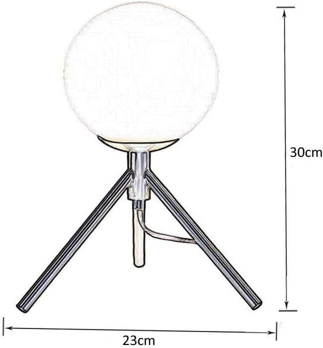 Lampada da Tavolo Minimalista Dorata con sfera in Vetro Bianco Design Elegante per Illuminare e Decorare Spazi Interni Adatta a Comodini Scrivanie e Tavolini Altezza 30 cm 1 sfera con treppiede