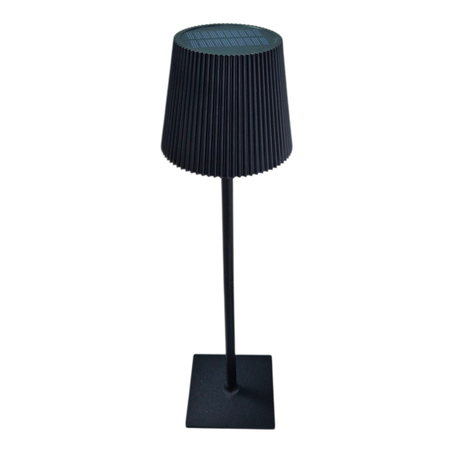 Lampada da tavolo LED nera 5W ricaricabile con pannello solare e cavo USB, 40 cm, luce calda/fredda/naturale, sensore crepuscolare, batteria 2000mAh