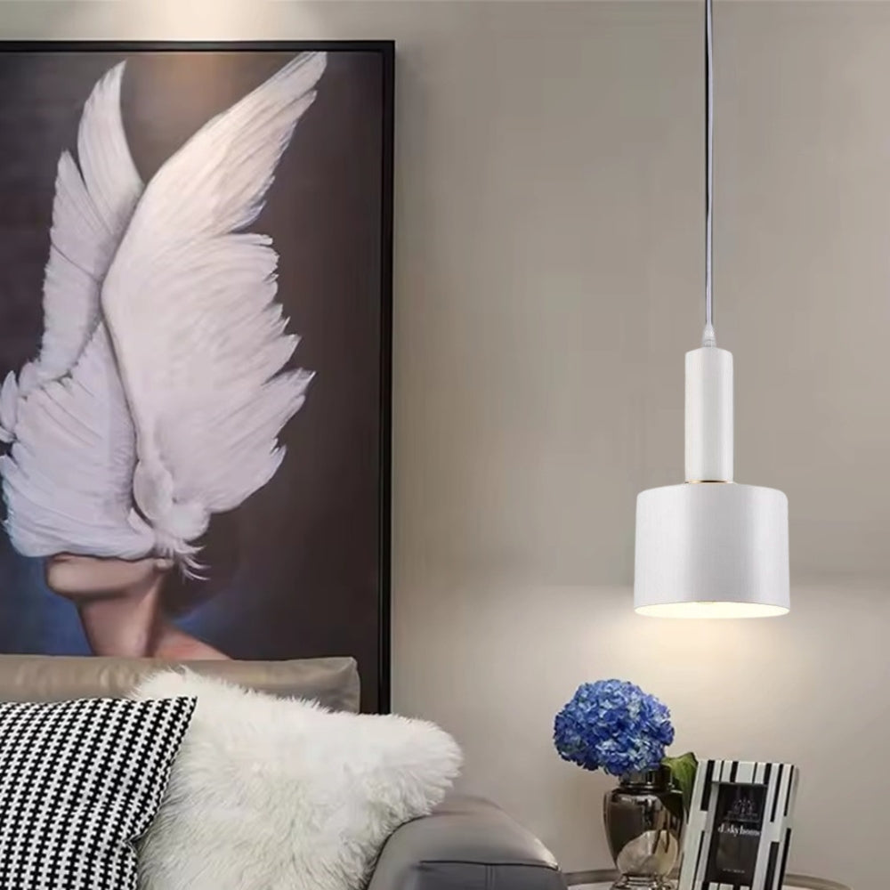 Lampadario Pendente, Design Minimal, Attacco E27, Altezza Regolabile, Ideale per Cucina, Sala da Pranzo, Bar e Camere da Letto, Nero e dorato, Bianco