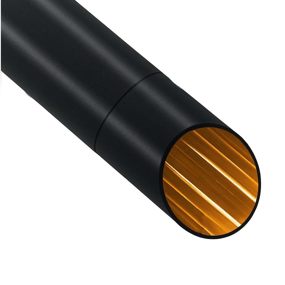 Lampadario a sospensione cilindrico in alluminio nero con interno oro, attacco GU10, cavo regolabile fino a 200 cm, Ø 5,5 cm, altezza corpo 30 cm – Design moderno minimalista