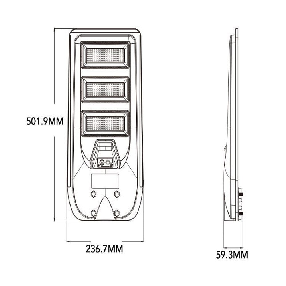 Lampione Solare da Esterno con Sensore di Movimento e Crepuscolare – 100W, 160W, 220W, 300W – IP65 con Telecomando