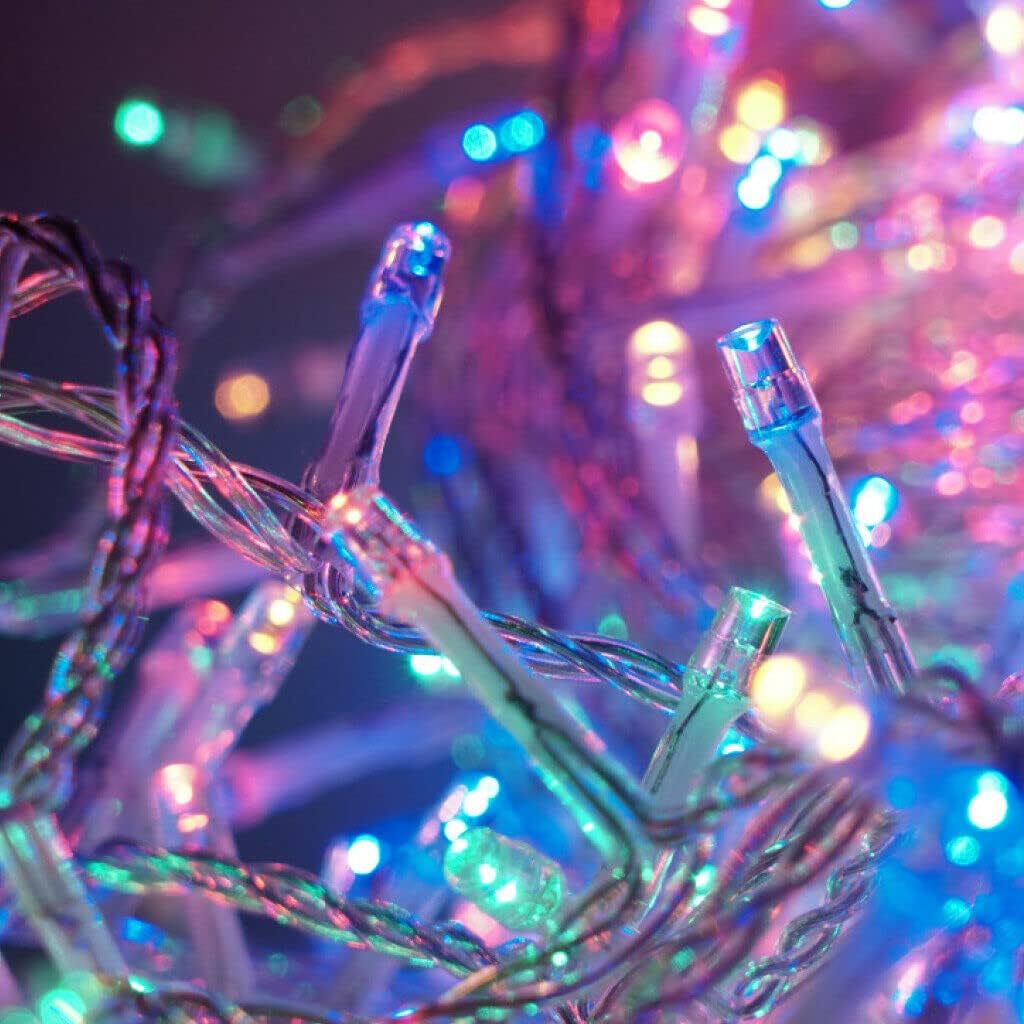 Catena Luminosa Natalizia LED 300 Led Luci di Natale – Per Interno ed Esterno 15 metri Cavo Trasaparente