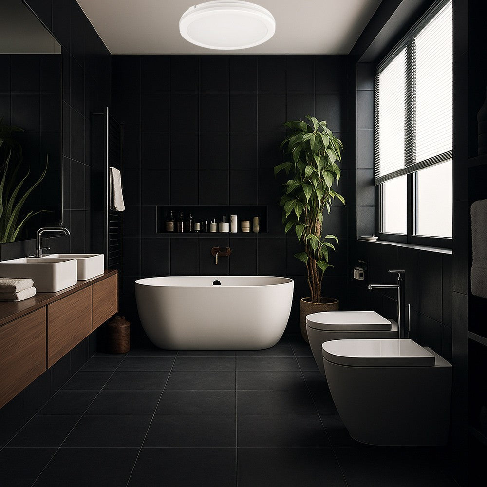 Plafoniera Bianca o Nera a LED per interno ed esterno da Soffitto e Parete 29W 3940 Lumen IP65 CCT Switch Luce Calda Naturale Fredda Ø235mm 220V