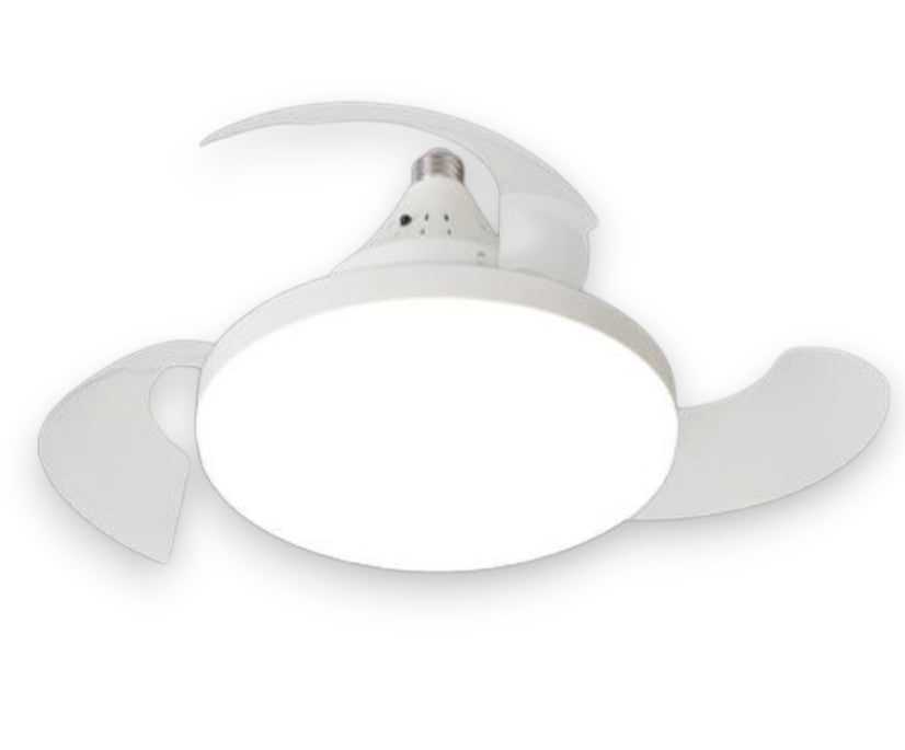 Plafoniera con Ventilatore da Soffitto LED 22W Dimmerabile con Telecomando, 3 Temperature Colore e Attacco E27 – Silenziosa, 3 Velocità, Timer, 1155 Lumen, Ø20cm – Uso Interno