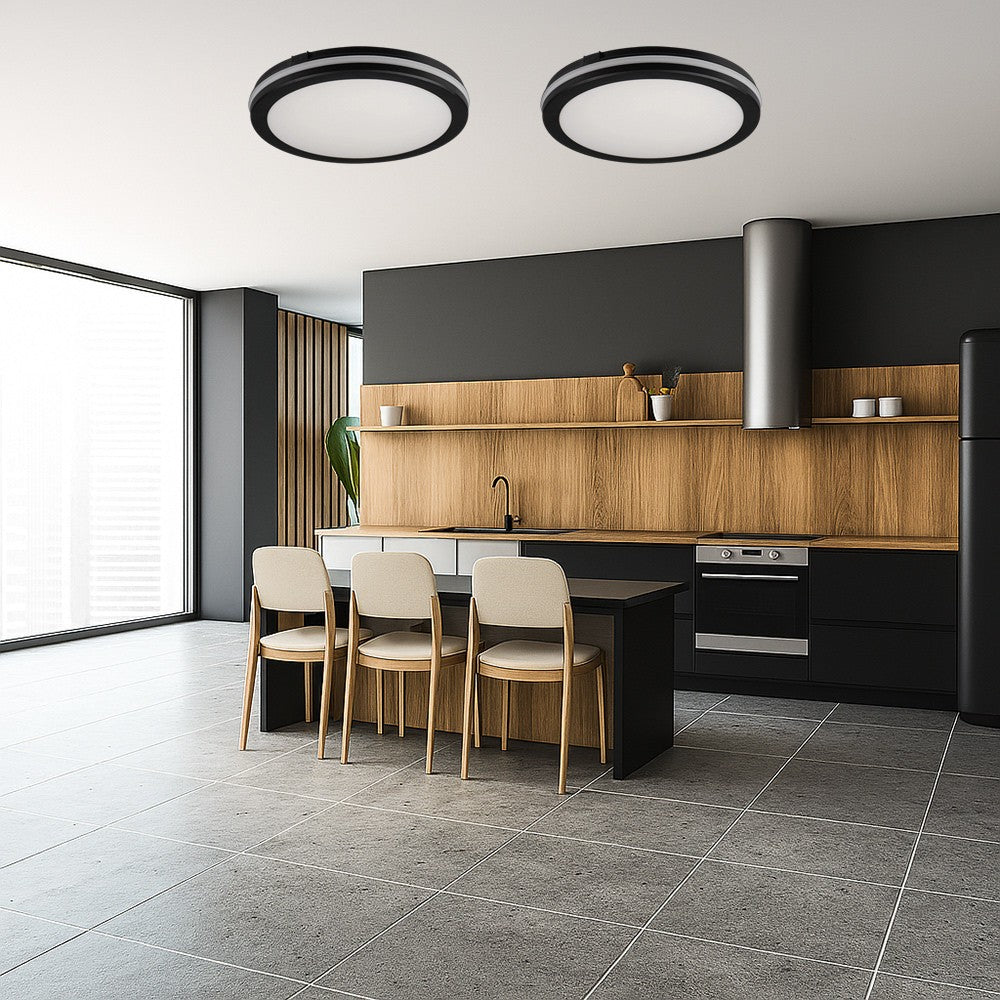 Plafoniera Bianca o Nera a LED per interno ed esterno da Soffitto e Parete 29W 3940 Lumen IP65 CCT Switch Luce Calda Naturale Fredda Ø235mm 220V
