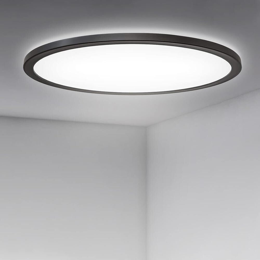 Plafoniera LED Slim 36W 3600lm Ø48cm CCT-Switch 6500K/4000K/2700K – Luce fredda calda o naturale Selezionabile, Nero, Angolo 120°, IP40 – Design Ultra Sottile