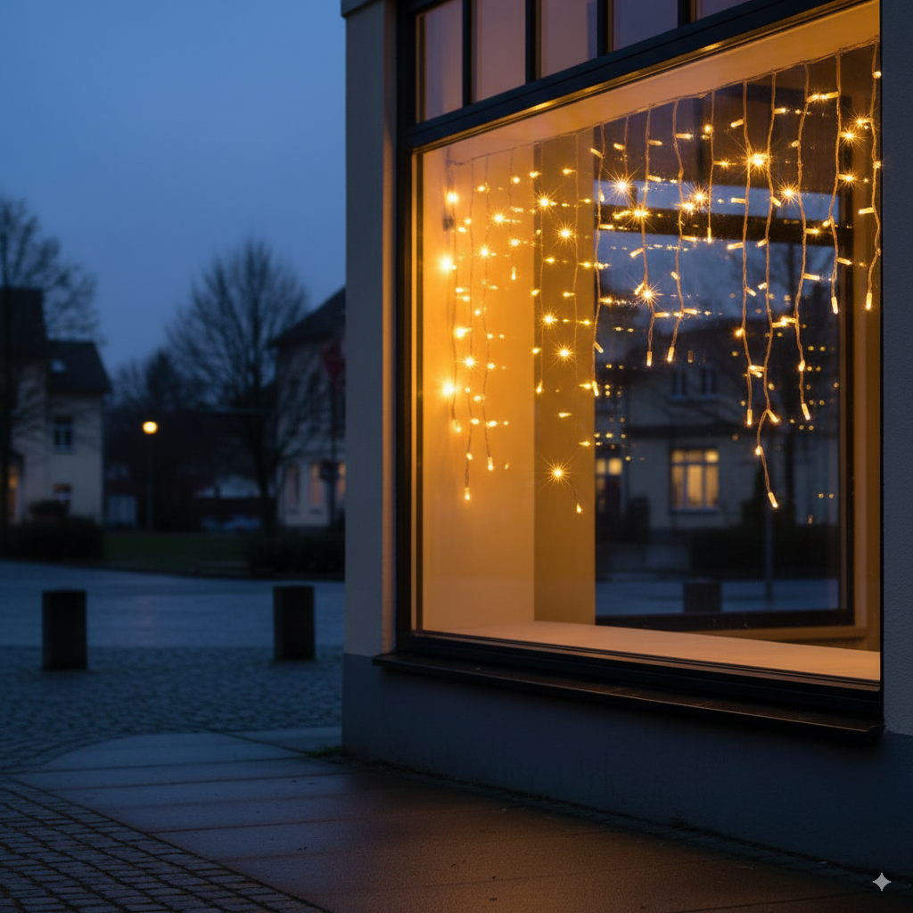 Tenda Luminosa Natalizia LED 192 Luci Intermittenti – 3 Metri con Stalattiti – IP44 Interno Esterno – Luce Fredda o Calda