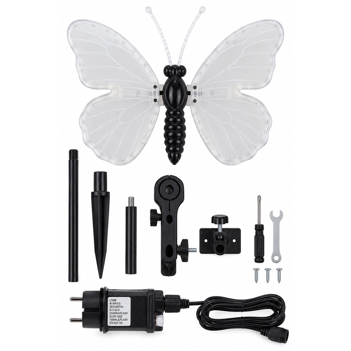 Farfalla LED Colorata 40 cm con Ali Motorizzate – 204 LED Luce Calda IP44