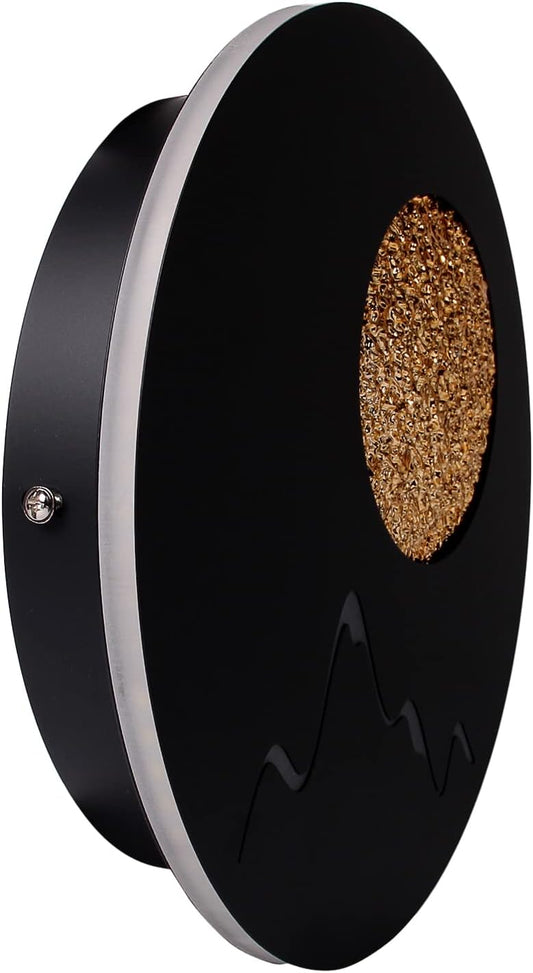 Applique LED Moderna Rotonda 16W CCT Regolabile 3000K-6000K, 800 Lumen, Design Decorativo Nero Oro, Fascio 180°, 220V