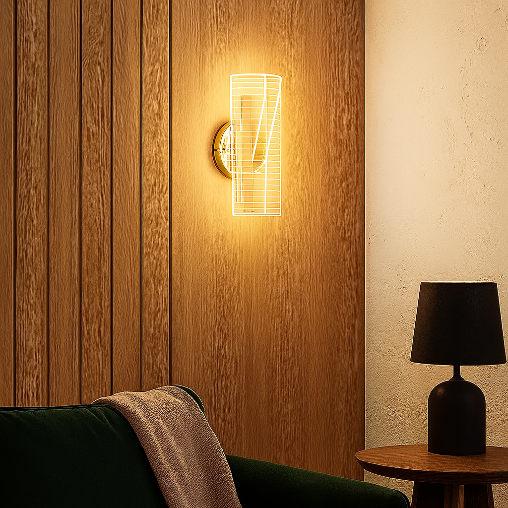 Applique LED da Parete Interno 6W CCT 3000K-4000K-6500K in Metallo Dorato con Diffusore Acrilico – Design Moderno Decorativo per Salotto, Camera, Corridoio