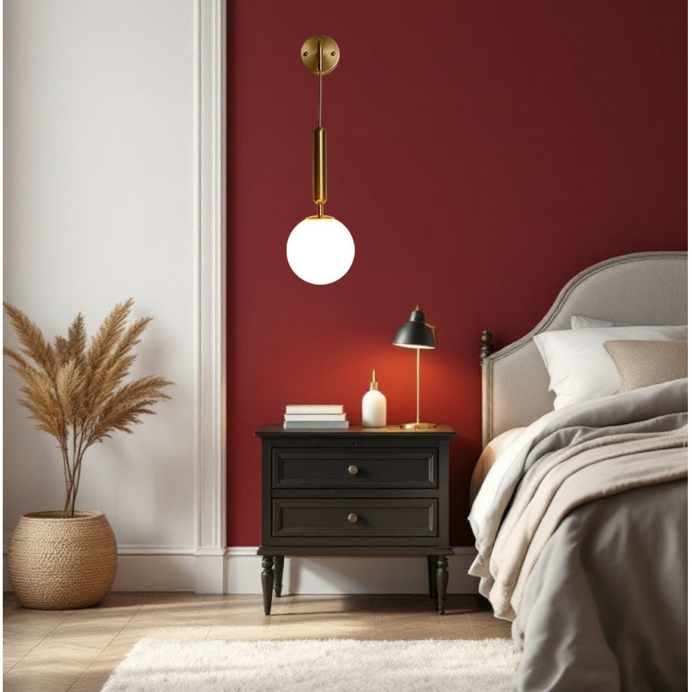 Applique Lampada da Parete Oro con Sfera Acrilico Attacco G9, Design Minimalista, Regolabile, in Metallo, Elegante per Camera, Soggiorno e Corridoio
