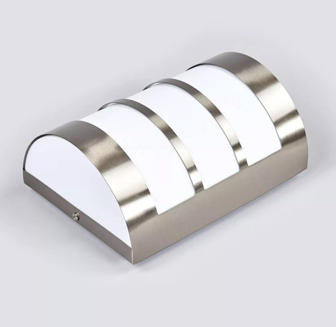 Applique da Parete IP44 E27, Lampada Esterna in acciaio inossidabile, Illuminazione per Ingresso, Vialetti, Patii, Argentata