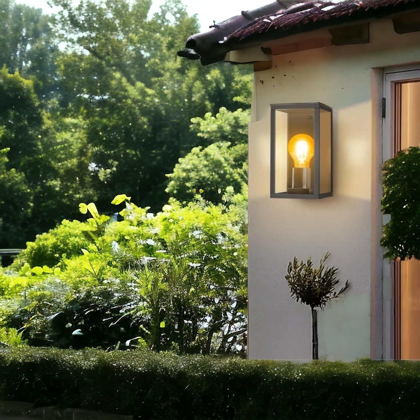 Applique lanterna Nera da Parete IP44 E27, Lampada Esterna in Alluminio, Illuminazione per Ingresso, Vialetti, Patii
