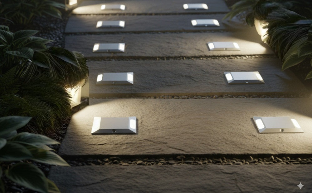 Faretto LED Calpestabile Quadrato da Esterno Radente 4W 320lm 12V IP65 Biemissione Luce Naturale 4000K grigio silver