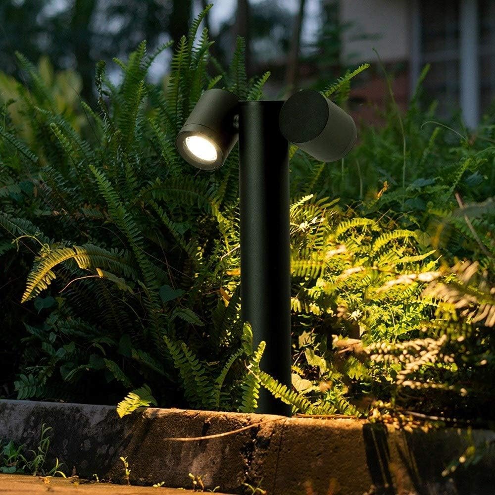 Lampioncino Lampione Paletto LED da giardino IP44 con doppio faretto orientabile, attacco GU10, 440mm, design moderno per vialetti e aiuole Grigio scuro