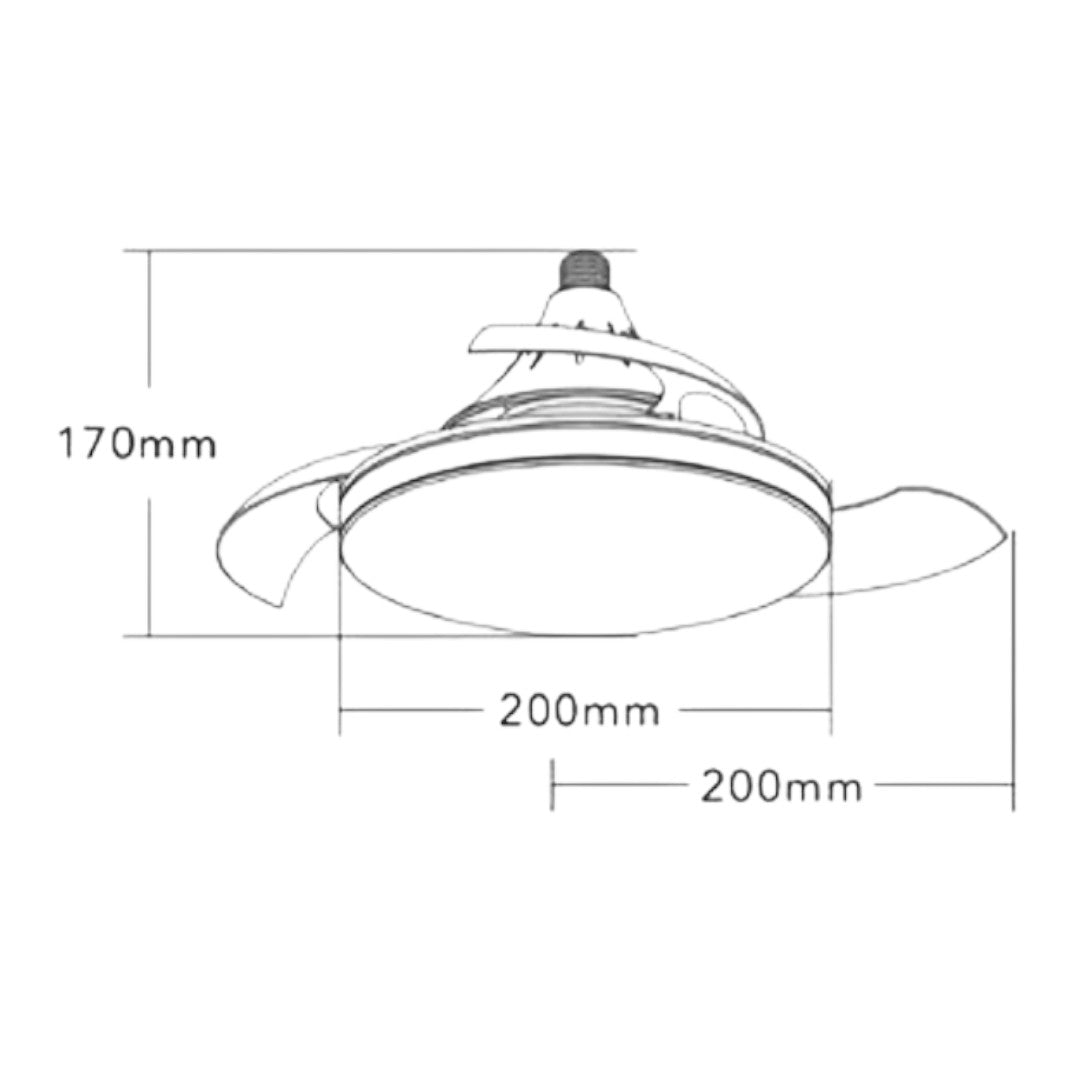 Plafoniera con Ventilatore da Soffitto LED 22W Dimmerabile con Telecomando, 3 Temperature Colore e Attacco E27 – Silenziosa, 3 Velocità, Timer, 1155 Lumen, Ø20cm – Uso Interno