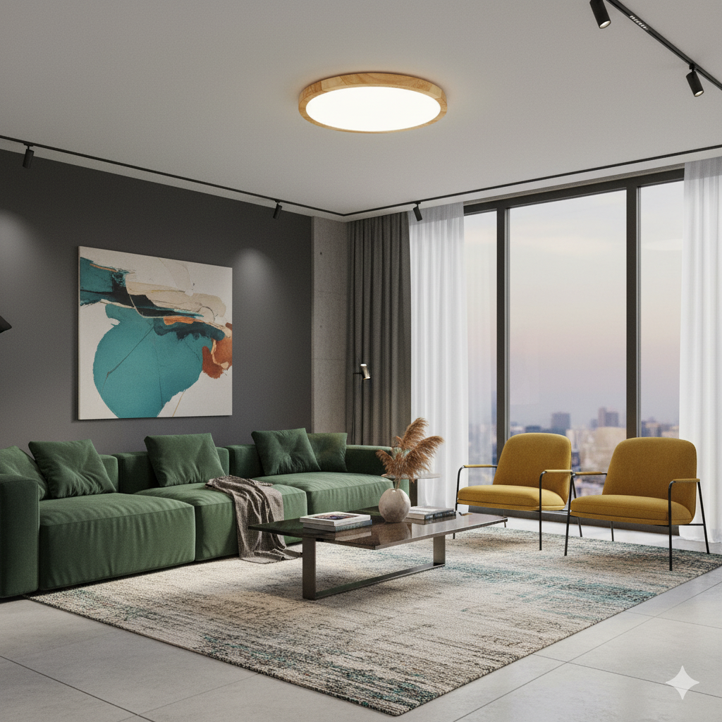 Plafoniera LED Soffitto Rotonda 18W Ø23cm Effetto Legno – Colore della Luce selezionabile, Calda, Fredda, Naturale, 1700lm, IP40