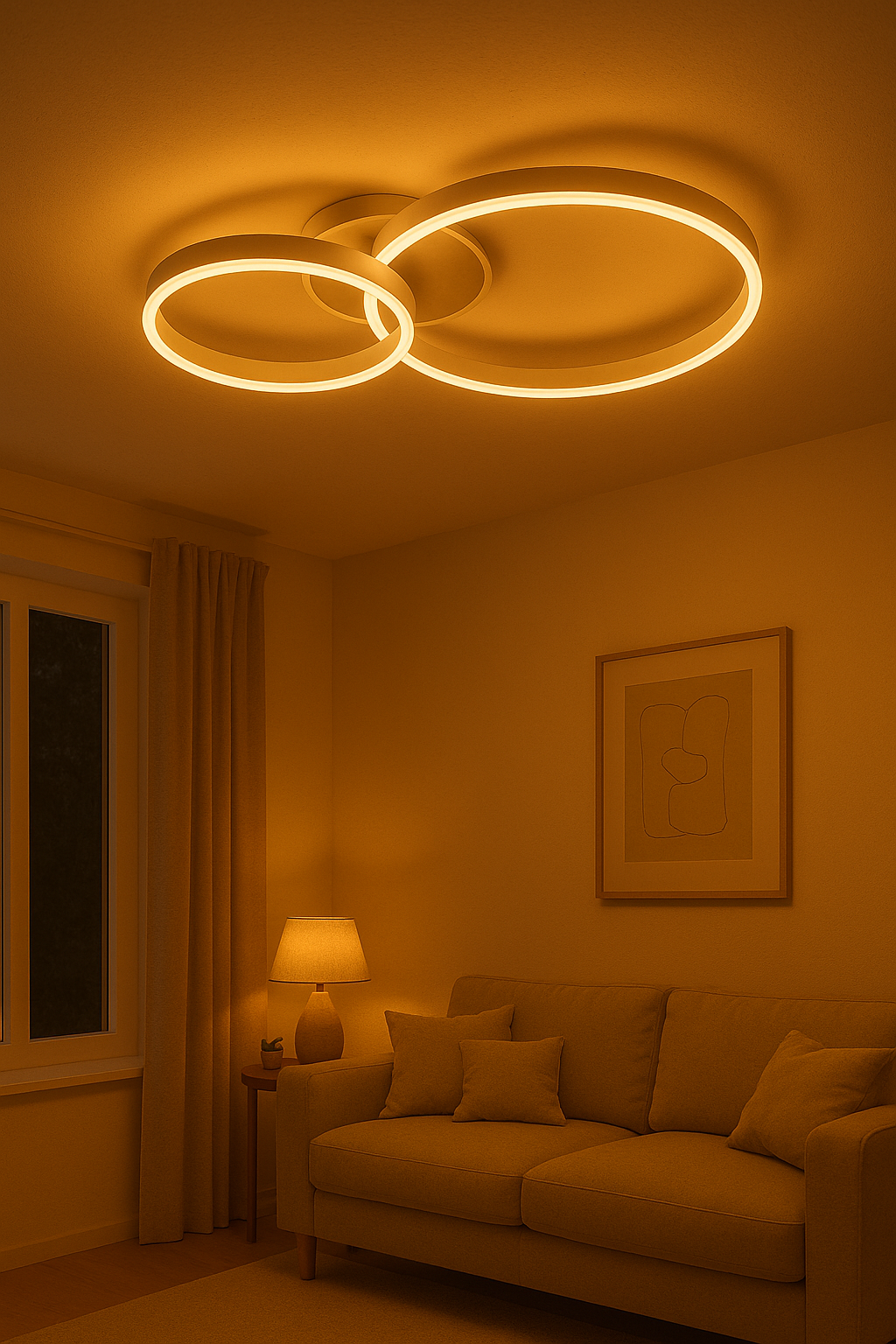Plafoniera LED Moderna 42W 3360lm CCT Switch – Luce Calda 3000K, Naturale 4000K, Fredda 6500K – Design Doppio Cerchio Bianco in Alluminio e Acrilico per Interni 220V